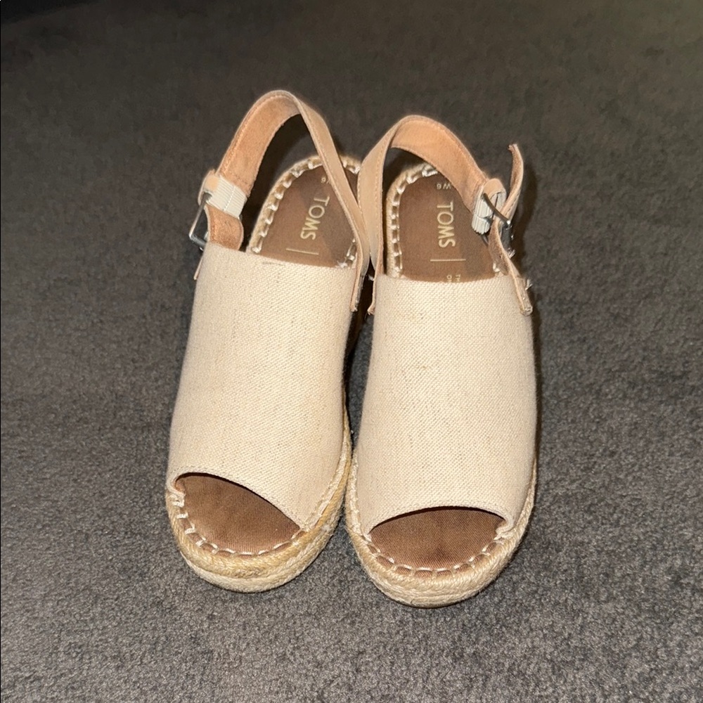 Toms Cream Espadrille Shoes with Jute Soles